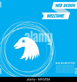 eagle icon on a blue background with abstract circles around and place for your text. Vector illustration Stock Vector