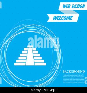 pyramid icon on a blue background with abstract circles around and place for your text. Vector illustration Stock Vector