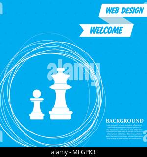 Chess Icon on a blue background with abstract circles around and place for your text. Vector illustration Stock Vector