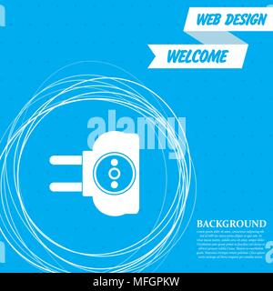 socket icon on a blue background with abstract circles around and place for your text. Vector illustration Stock Vector