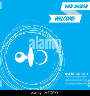 baby pacifier icon on a blue background with abstract circles around and place for your text. Vector illustration Stock Vector