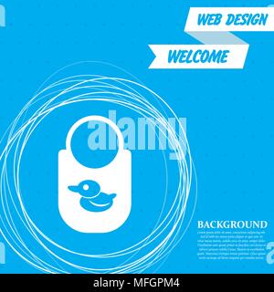 Kitchen apron protective garment flat icon on a blue background with abstract circles around and place for your text. Vector illustration Stock Vector