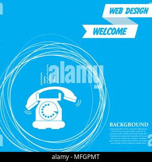 Phone Icon on a blue background with abstract circles around and place for your text. Vector illustration Stock Vector