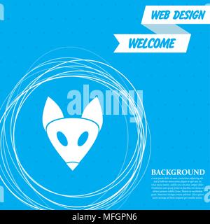 Fox icon on a blue background with abstract circles around and place for your text. Vector illustration Stock Vector