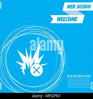 explosion icon on a blue background with abstract circles around and place for your text. Vector illustration Stock Vector