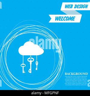 cloud computer storage with lock icon on a blue background with abstract circles around and place for your text. Vector illustration Stock Vector