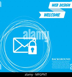 Secret mail icon on a blue background with abstract circles around and place for your text. Vector illustration Stock Vector