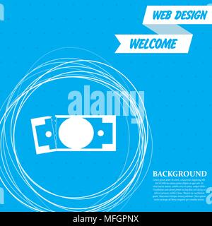 dollar icon on a blue background with abstract circles around and place for your text. Vector illustration Stock Vector