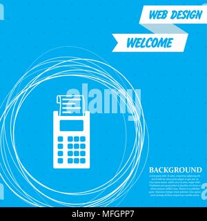 calculator icon on a blue background with abstract circles around and place for your text. Vector illustration Stock Vector