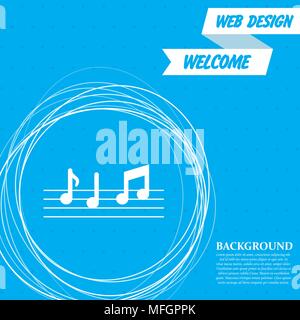 music notes icon on a blue background with abstract circles around and place for your text. Vector illustration Stock Vector