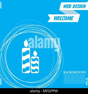 Candle icon on a blue background with abstract circles around and place for your text. Vector illustration Stock Vector