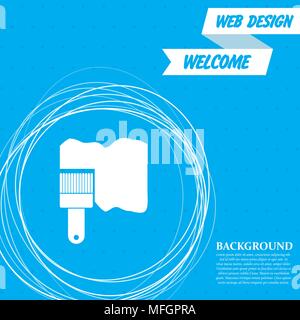 Paint brush icon vector on a blue background with abstract circles around and place for your text. Vector illustration Stock Vector