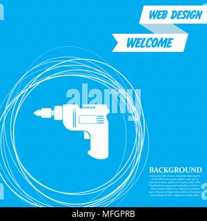 Screwdriver, power drill icon on a blue background with abstract circles around and place for your text. Vector illustration Stock Vector