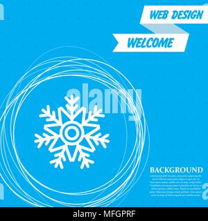 Snowflake icon on a blue background with abstract circles around and place for your text. Vector illustration Stock Vector