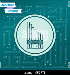 xylophone icon on a green background, with arrows in different directions. It appears on the electronic board. Vector illustration Stock Vector