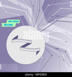 Measuring tape icon on purple abstract modern background. The lines in all directions. With room for your advertising. Vector illustration Stock Vector