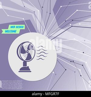 Fan icon on purple abstract modern background. The lines in all directions. With room for your advertising. Vector illustration Stock Vector