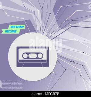 Cassette icon on purple abstract modern background. The lines in all directions. With room for your advertising. Vector illustration Stock Vector