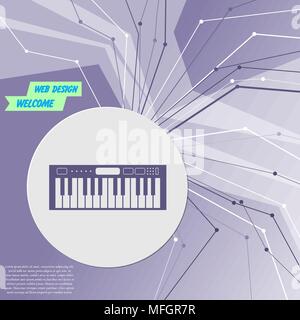 synthesizer icon on purple abstract modern background. The lines in all directions. With room for your advertising. Vector illustration Stock Vector