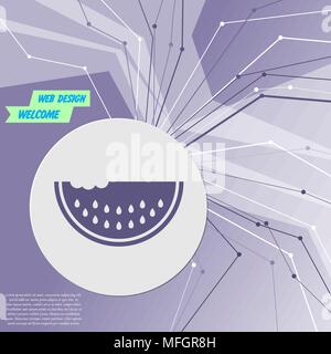 watermelon icon on purple abstract modern background. The lines in all directions. With room for your advertising. Vector illustration Stock Vector
