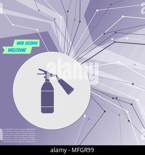 fire extinguisher Icon on purple abstract modern background. The lines in all directions. With room for your advertising. Vector illustration Stock Vector