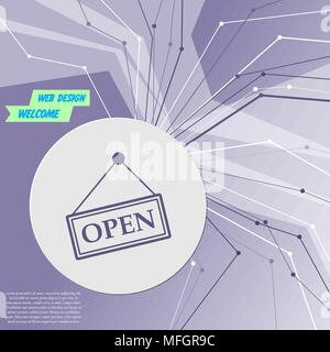 Open Icon on purple abstract modern background. The lines in all directions. With room for your advertising. Vector illustration Stock Vector
