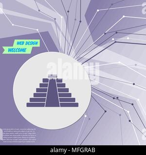 pyramid icon on purple abstract modern background. The lines in all directions. With room for your advertising. Vector illustration Stock Vector