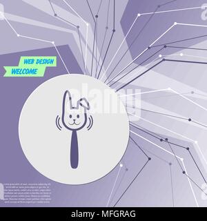 easter rabbit icon on purple abstract modern background. The lines in all directions. With room for your advertising. Vector illustration Stock Vector