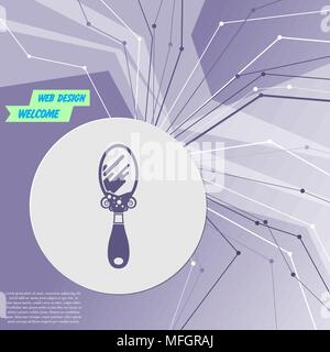 mirror icon on purple abstract modern background. The lines in all directions. With room for your advertising. Vector illustration Stock Vector