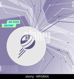 pokeball icon on purple abstract modern background. The lines in all directions. With room for your advertising. Vector illustration Stock Vector