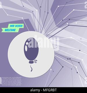 balloon Icon on purple abstract modern background. The lines in all directions. With room for your advertising. Vector illustration Stock Vector