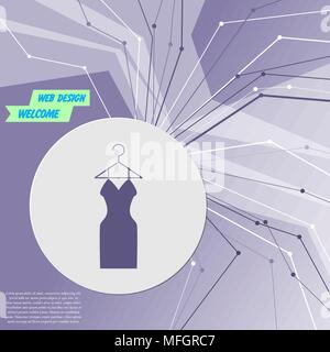 Dress Icon on purple abstract modern background. The lines in all directions. With room for your advertising. Vector illustration Stock Vector