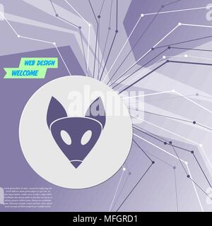 Fox icon on purple abstract modern background. The lines in all directions. With room for your advertising. Vector illustration Stock Vector