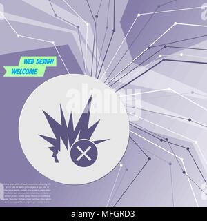 explosion icon on purple abstract modern background. The lines in all directions. With room for your advertising. Vector illustration Stock Vector