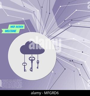 cloud computer storage with lock icon on purple abstract modern background. The lines in all directions. With room for your advertising. Vector illust Stock Vector