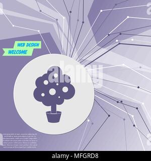 tree Icon on purple abstract modern background. The lines in all directions. With room for your advertising. Vector illustration Stock Vector