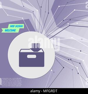 download to hdd icon on purple abstract modern background. The lines in all directions. With room for your advertising. Vector illustration Stock Vector