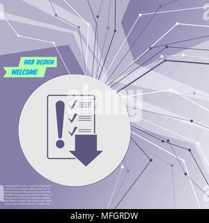 Pictograph of checklist icon on purple abstract modern background. The lines in all directions. With room for your advertising. Vector illustration Stock Vector