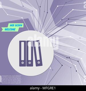 Folder icon on purple abstract modern background. The lines in all directions. With room for your advertising. Vector illustration Stock Vector