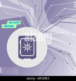 Safe money icon on purple abstract modern background. The lines in all directions. With room for your advertising. Vector illustration Stock Vector