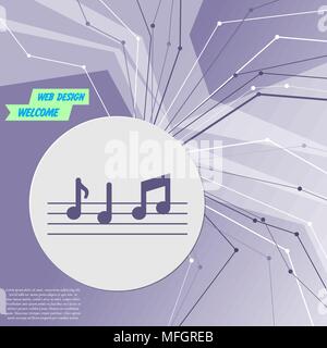 music notes icon on purple abstract modern background. The lines in all directions. With room for your advertising. Vector illustration Stock Vector