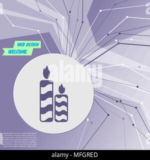 Candle icon on purple abstract modern background. The lines in all directions. With room for your advertising. Vector illustration Stock Vector