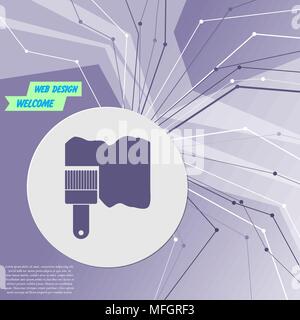 Paint brush icon vector on purple abstract modern background. The lines in all directions. With room for your advertising. Vector illustration Stock Vector