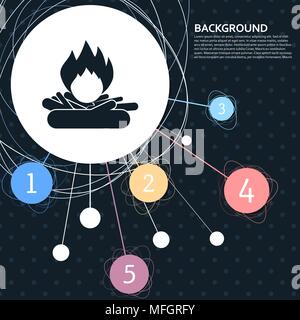 Fire Icon with the background to the point and with infographic style. Vector illustration Stock Vector
