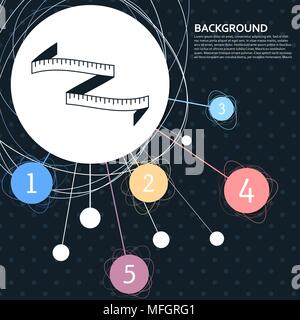 Measuring tape icon with the background to the point and with infographic style. Vector illustration Stock Vector