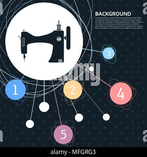 Sewing Machine icon with the background to the point and with infographic style. Vector illustration Stock Vector