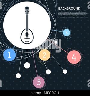 Guitar, music instrument icon with the background to the point and with infographic style. Vector illustration Stock Vector