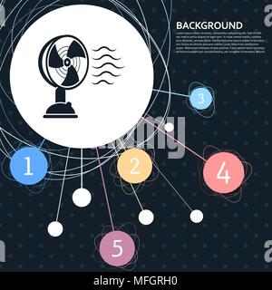 Fan icon with the background to the point and with infographic style. Vector illustration Stock Vector