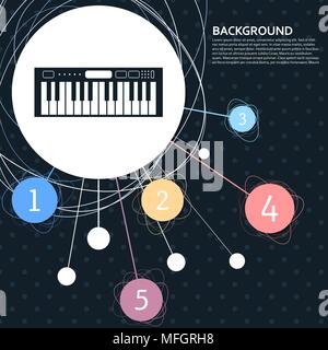 synthesizer icon with the background to the point and with infographic style. Vector illustration Stock Vector