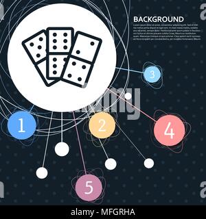 domino icon with the background to the point and with infographic style. Vector illustration Stock Vector